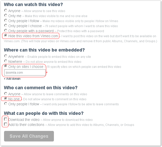 vimeo privacy settings