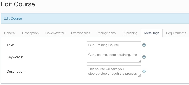 Guru Joomla lms extension course SEO
